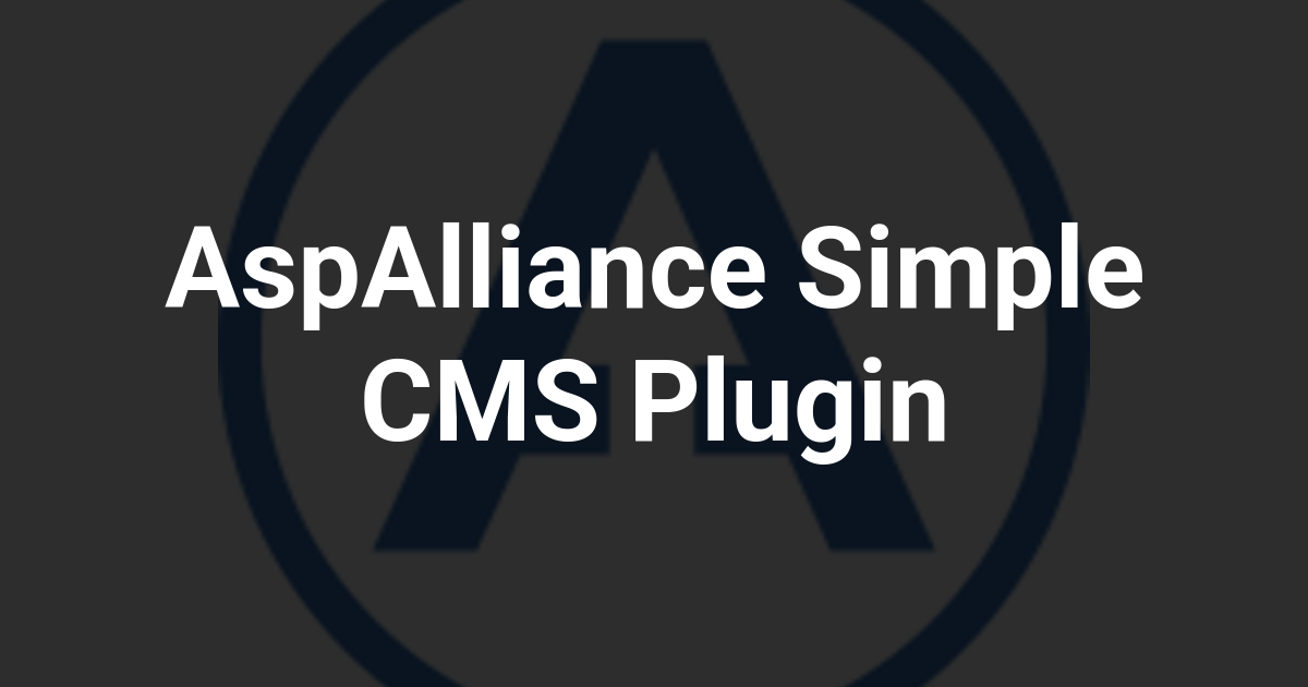 AspAlliance Simple CMS Plugin