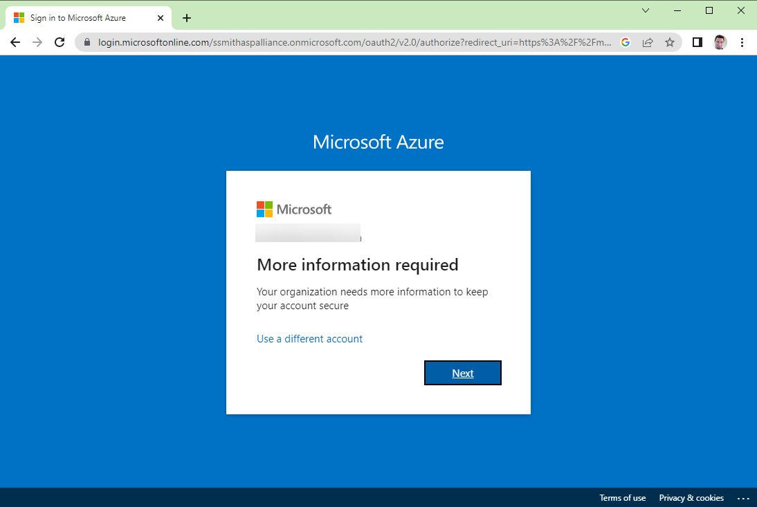 more information required azure login