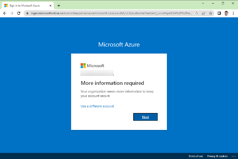 more information required azure login