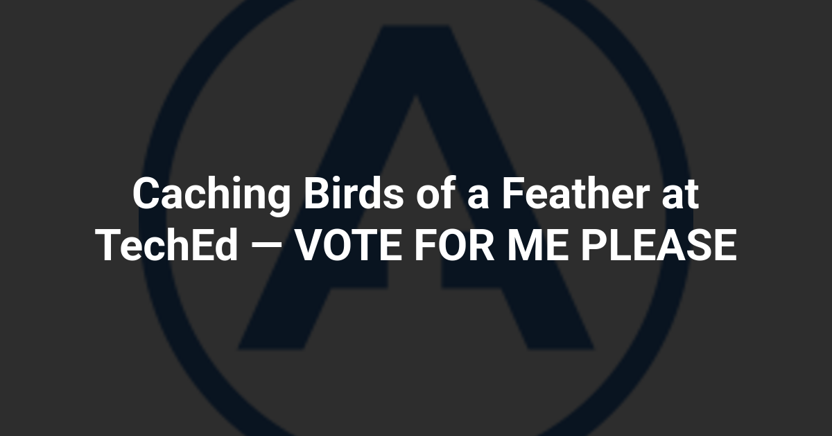 Caching Birds of a Feather at TechEd — VOTE FOR ME PLEASE
