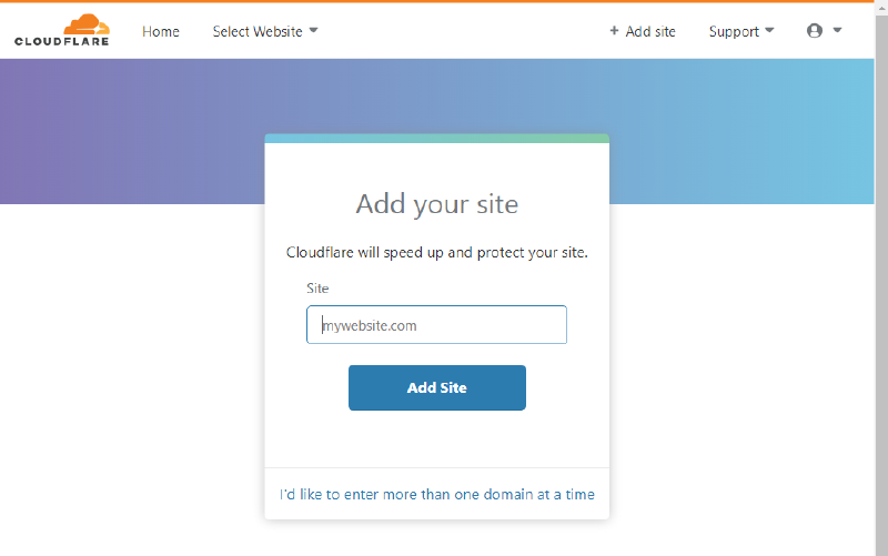 Cloud Flare - Add Site