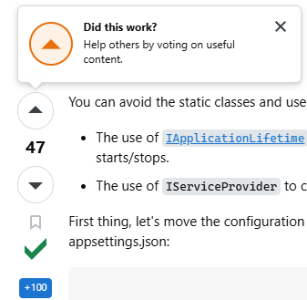 Stack Overflow Did this work mark as answer dialog