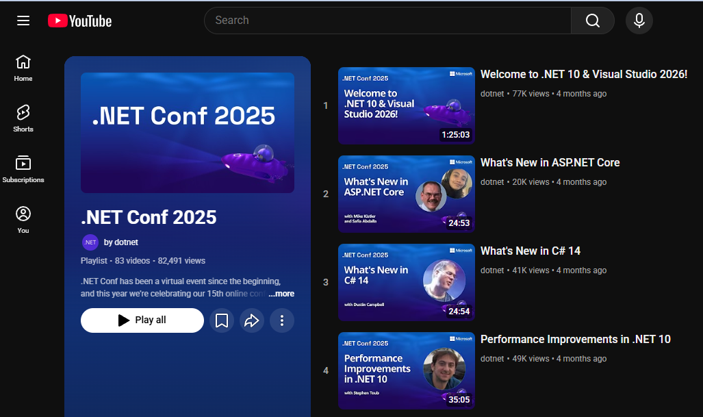 .NET Conf 2025 YouTube Playlist