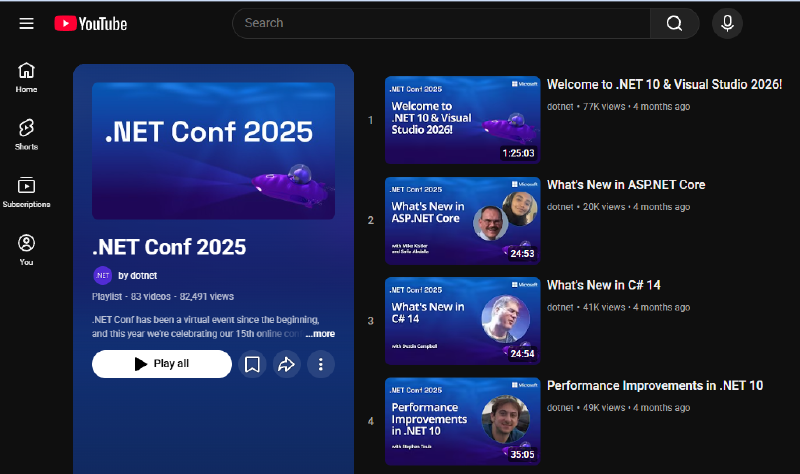 .NET Conf 2025 YouTube Playlist