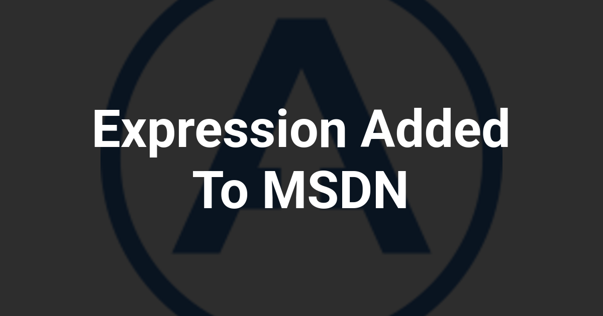 Expression Added To MSDN