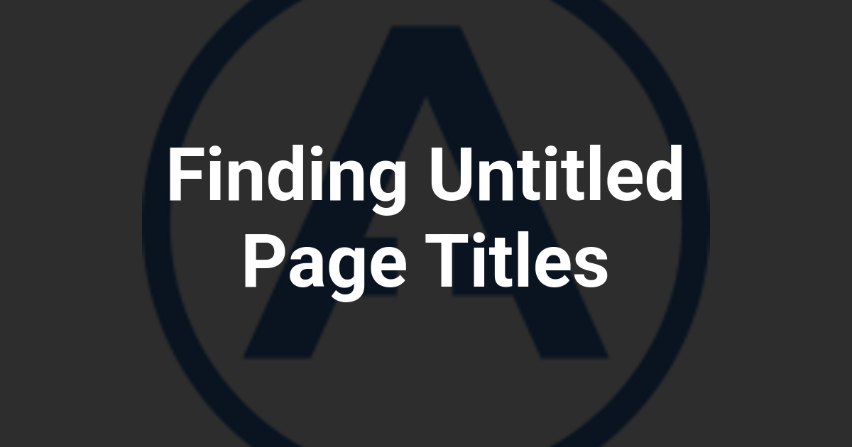 Finding Untitled Page Titles