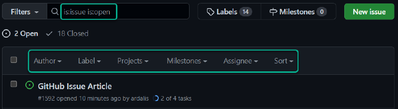GitHub Issue Filtering