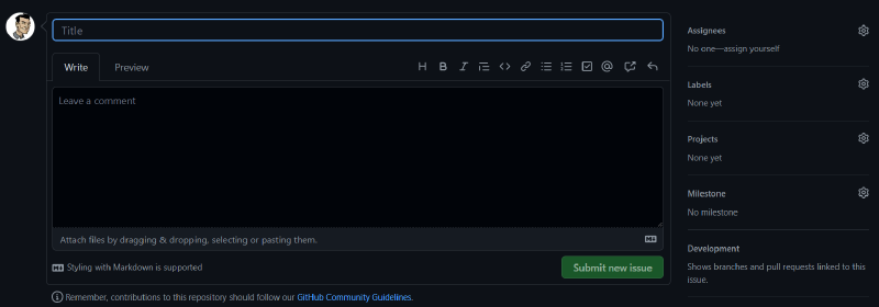 GitHub New Issue