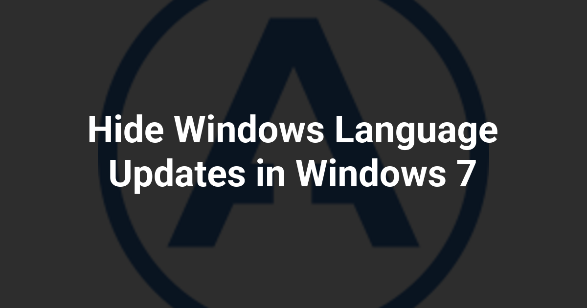 Hide Windows Language Updates in Windows 7
