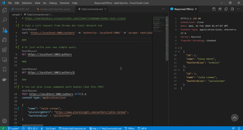 VS Code REST Client Screenshot