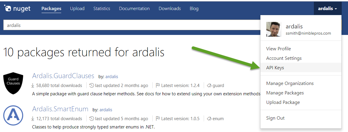 NuGet API Keys