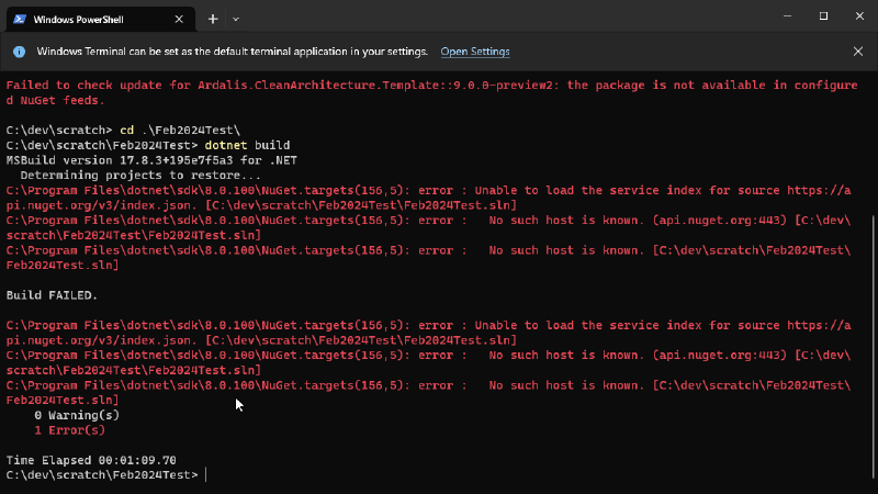 Unable to load the service index for the source