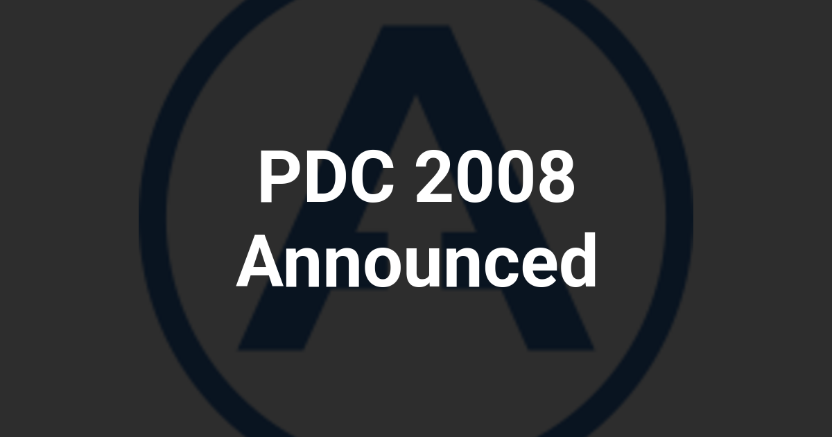 PDC 2008 Announced