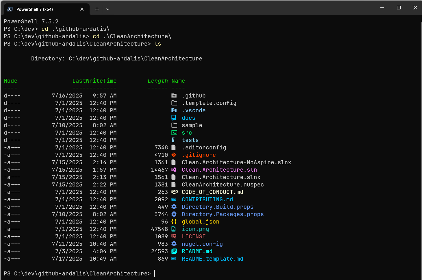 terminal icons ls output