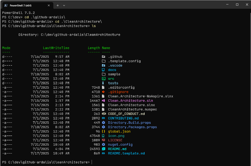 terminal icons ls output