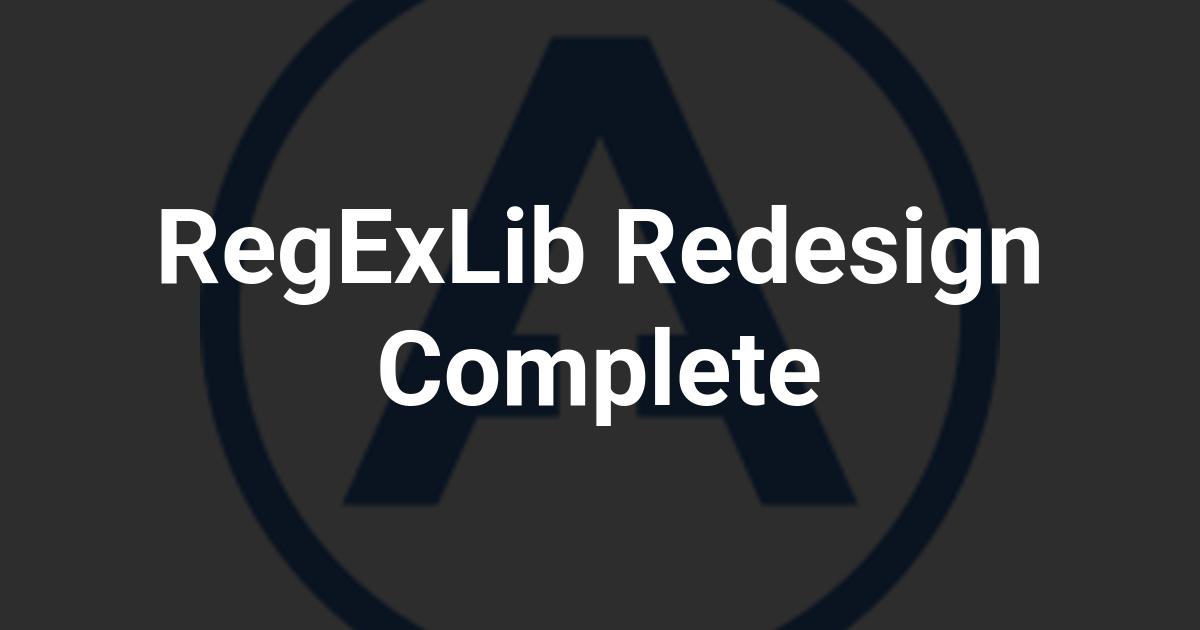 RegExLib Redesign Complete