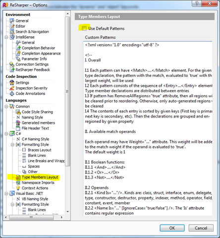 resharper options template