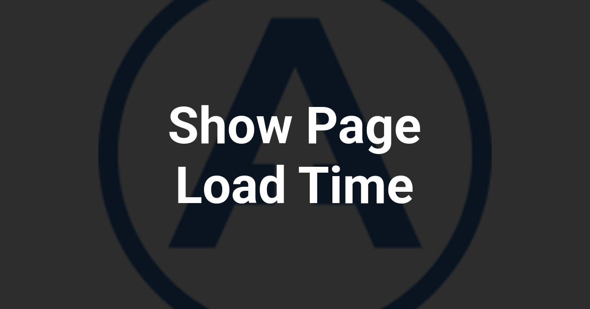 Show Page Load Time