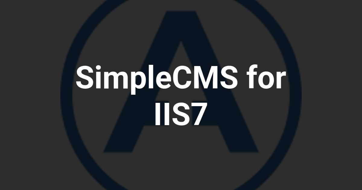 SimpleCMS for IIS7