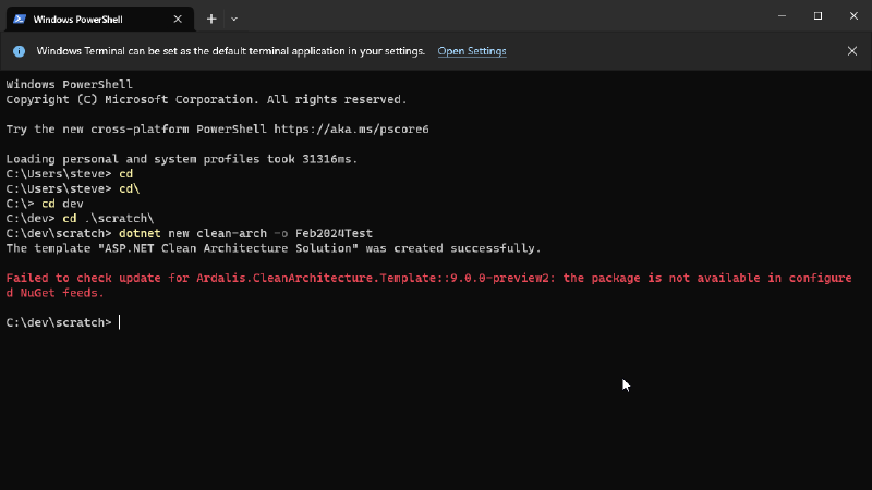 slow powershell and error with nuget template