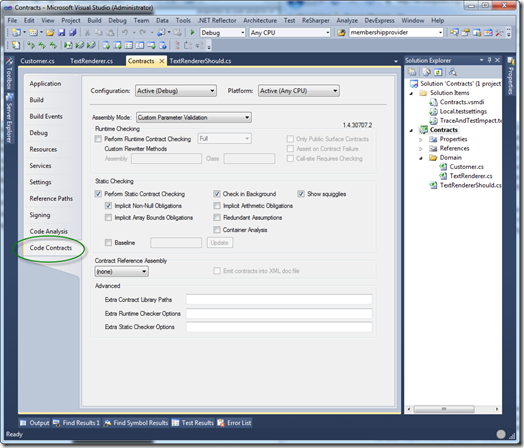 Getting Started with Code Contracts in VS2010