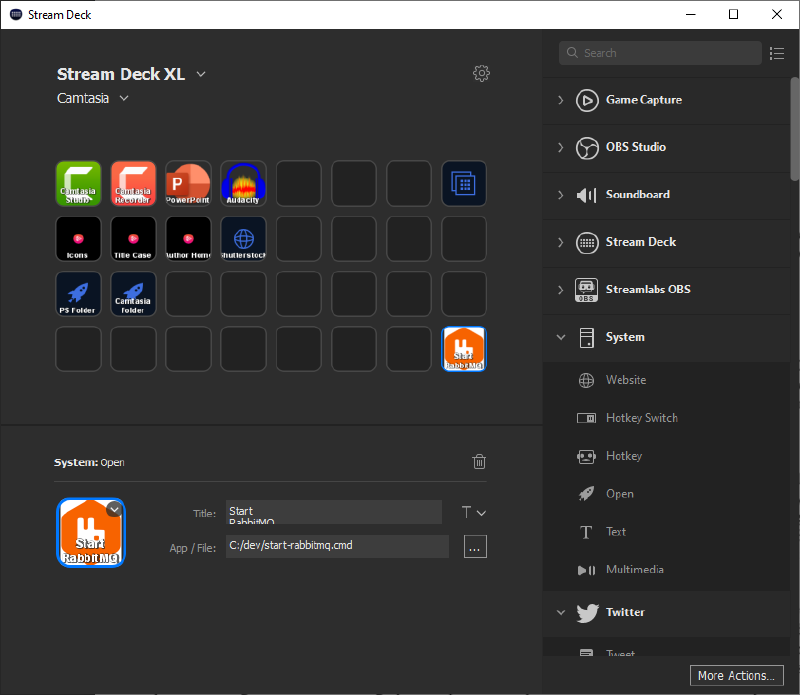 Stream Deck with Start RabbitMQ key