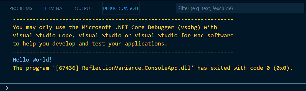console output after logging is off