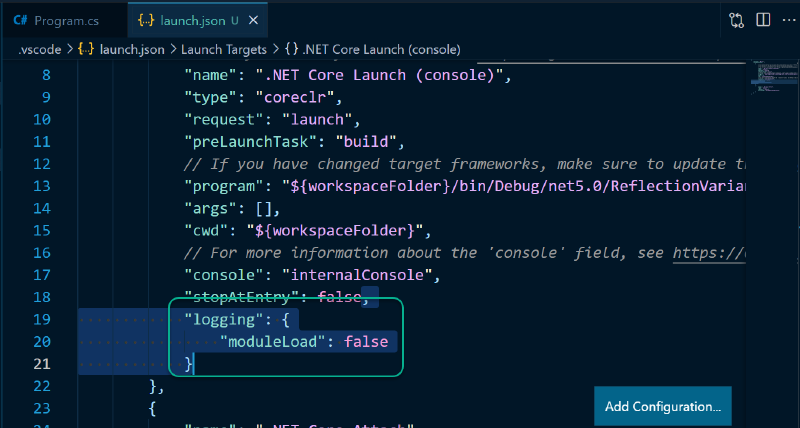 launch.json file