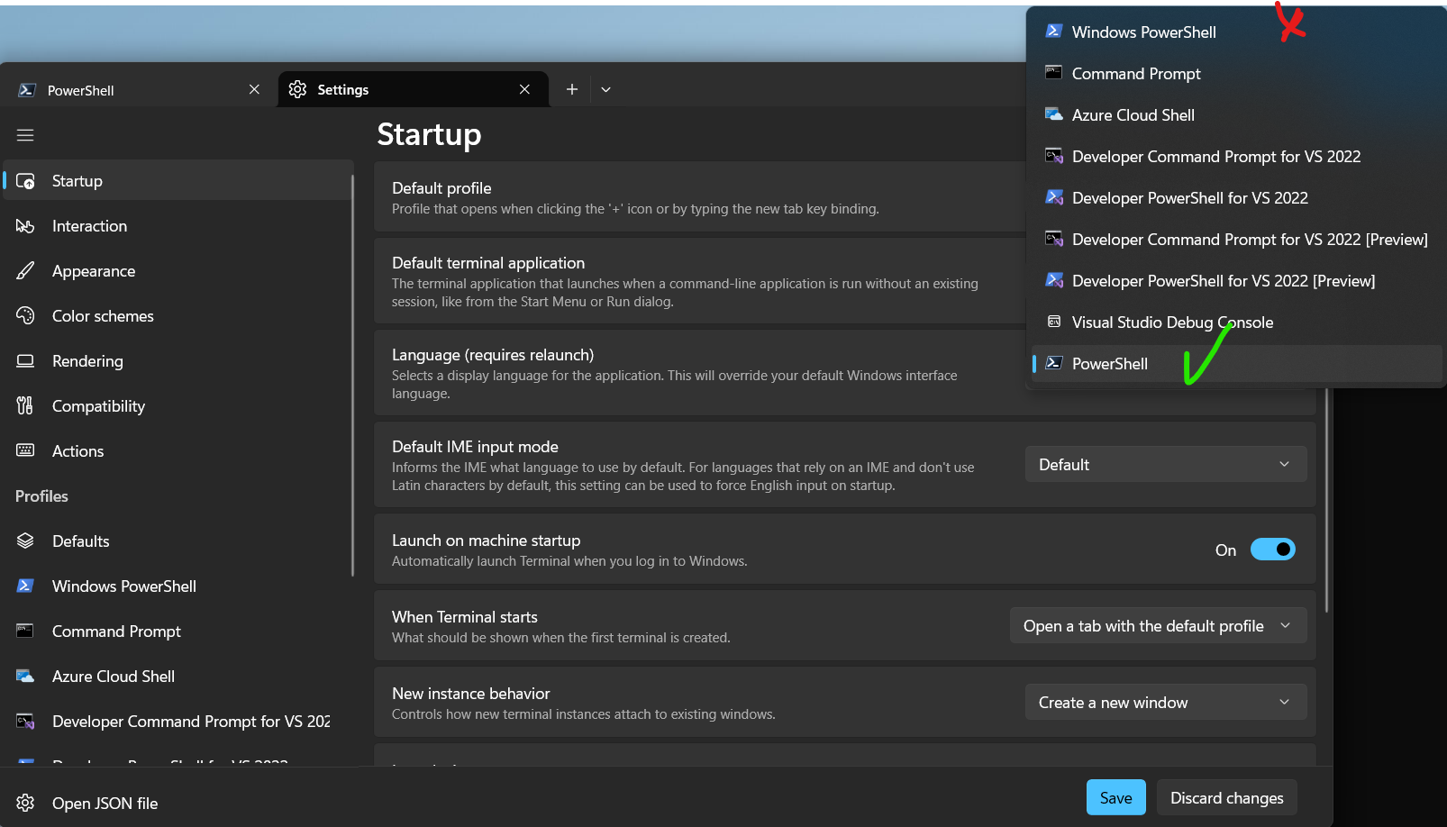 windows terminal default profile