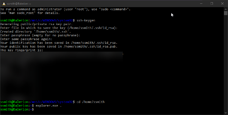 WSL Terminal showing commands